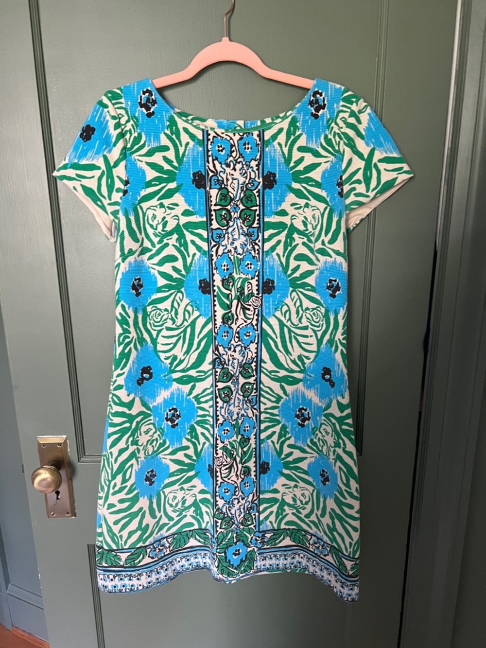 Lilly Pulitzer Blue & Green Floral Embroidered Shift Dress